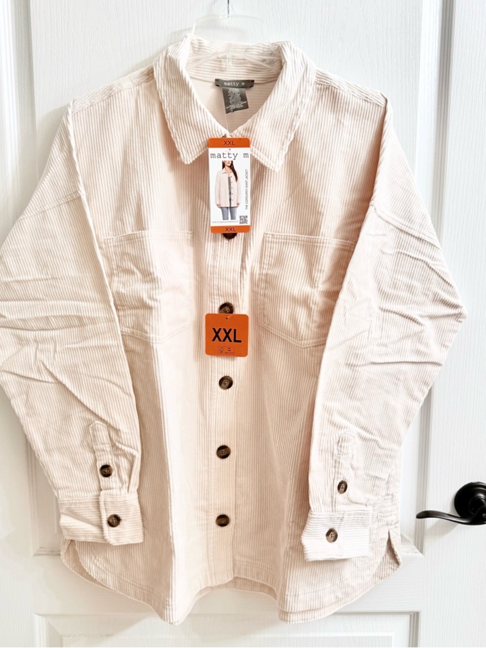 Matty M Light Beige Corduroy Shirt Jacket